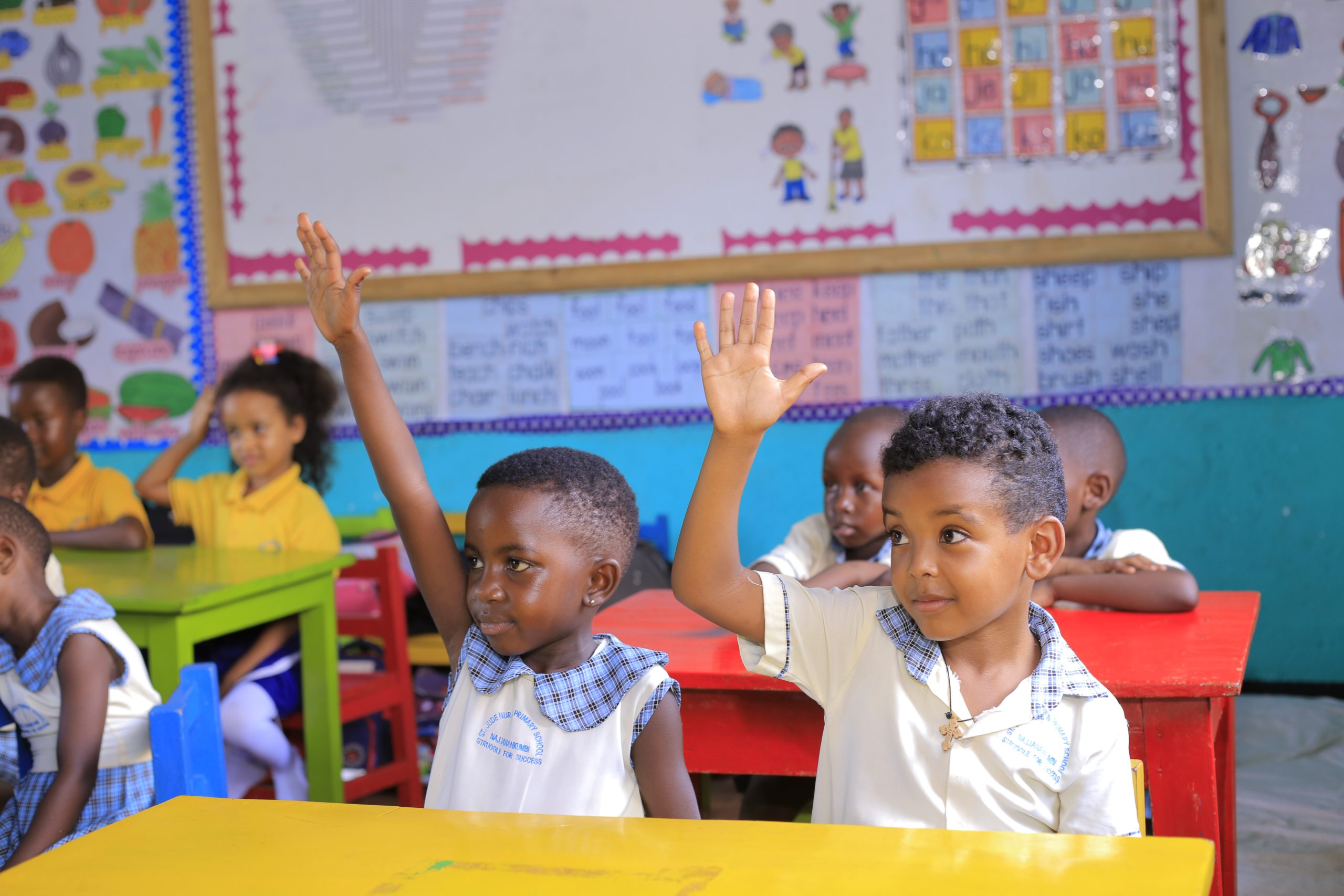 Nursery pupils learning at St Jude Nursery and Primary School
