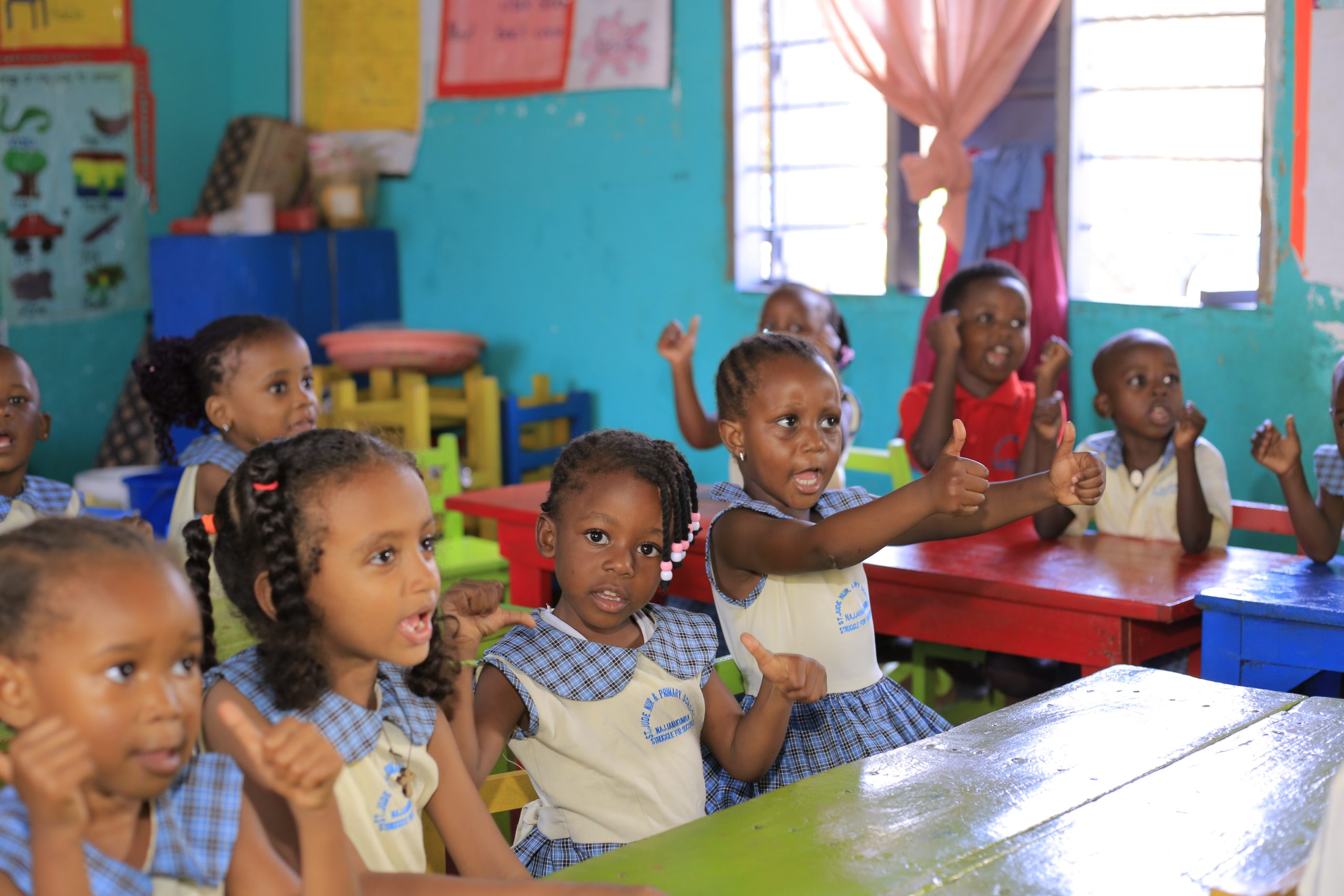 Nursery pupils learning in class